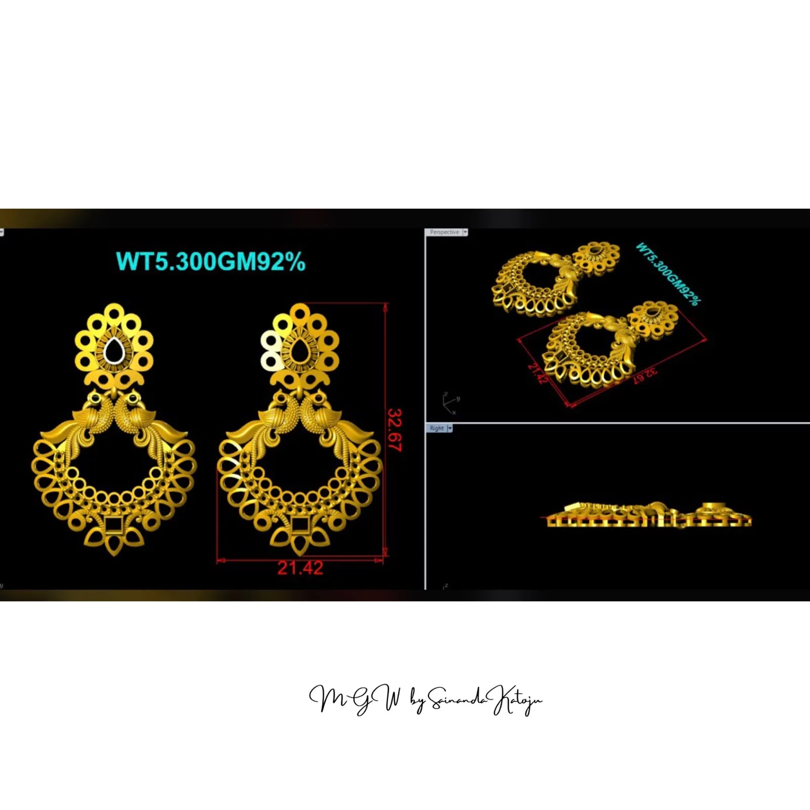 Chandbali - 3D CAD Jewellery
